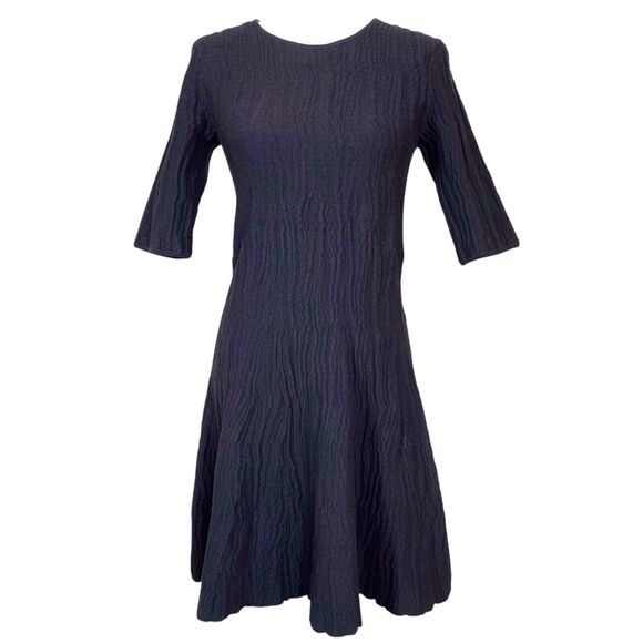 & OTHER STORIES Textured Fit & Flare Dress Size Medium 3/4 Sleeve Black LBD EUC - Picture 1 of 16